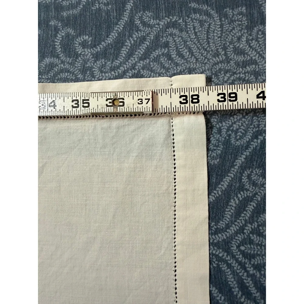Vintage Hand Embroidered Swan Linen Tablecloth Topper 41x38.5 Cottagecore